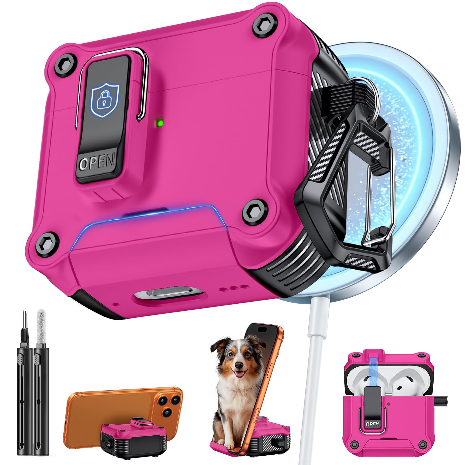 Inesore for AirPods 4 Case with Secure Lock (Rose red)