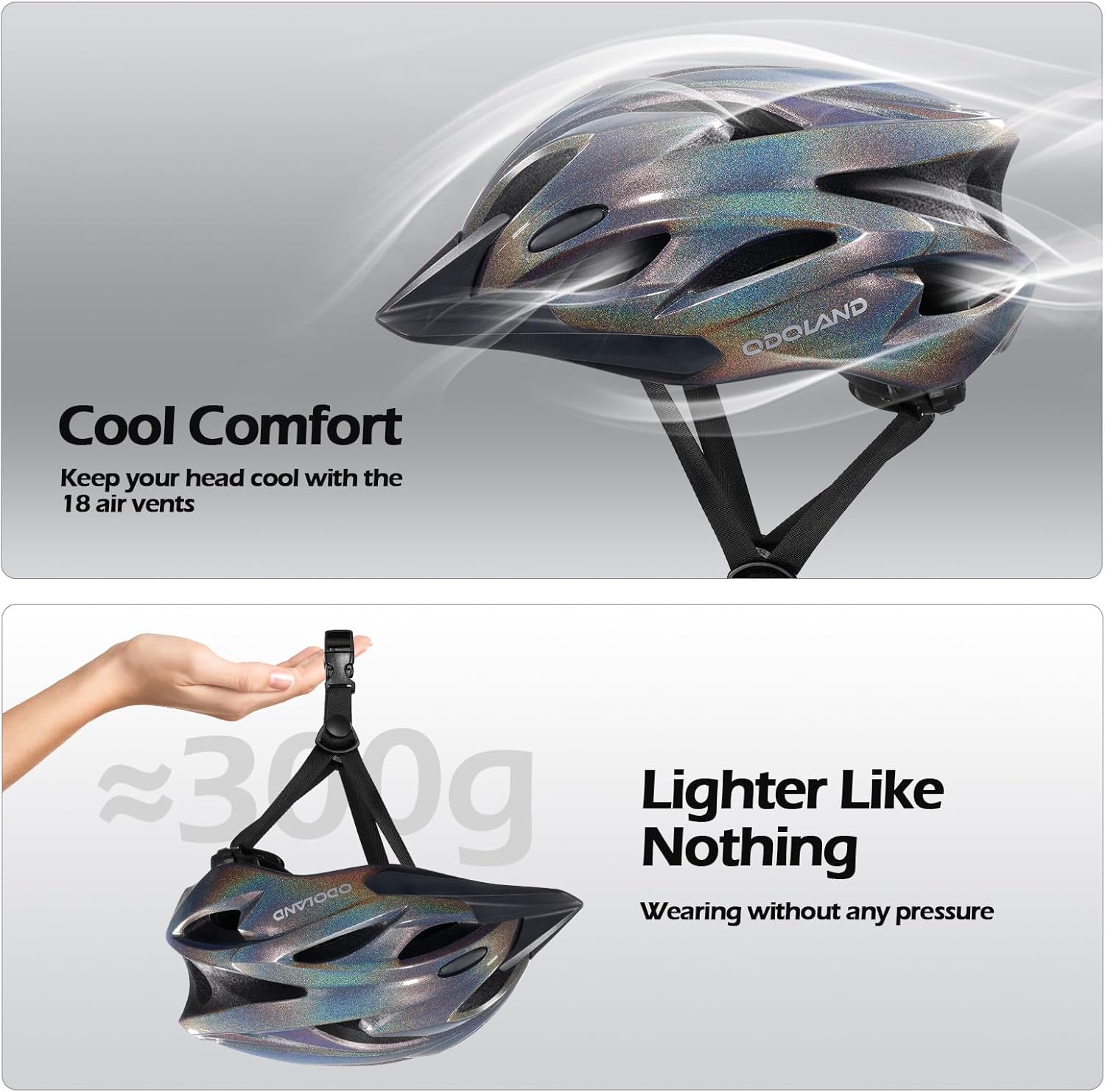 Odoland Adult Bike Helmet and Cycling Sunglasses Set for Men & Women, Safety Certified Bicycle Helmet with UV Protection Glasses for Mountain, Skating, Road, City Commuting & Outdoor Riding