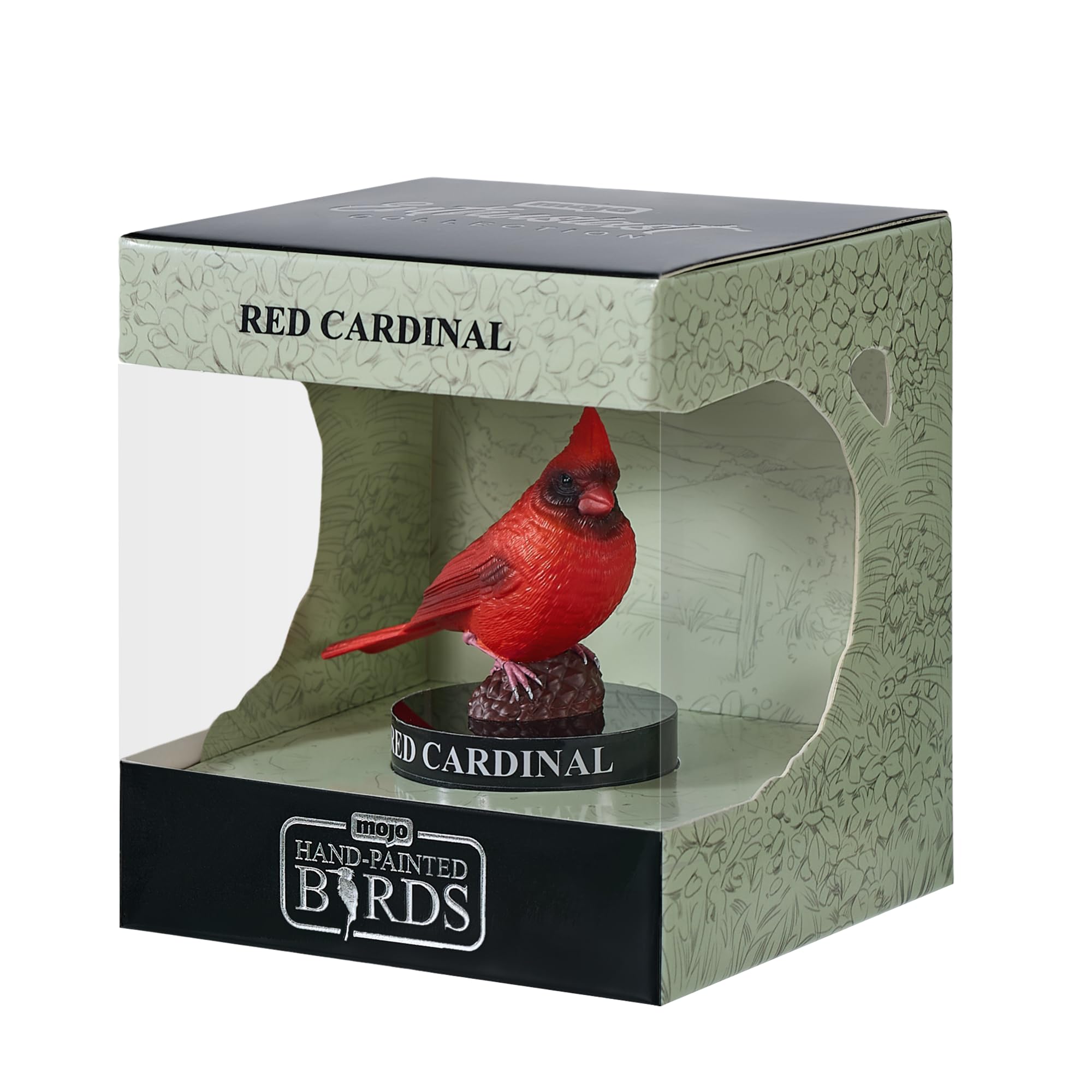 MOJO | American Red Cardinal Garden Bird Enthusiast Collection Series 1, Hand-Painted Figurines, Wildlife Collectibles, Toys, Detailed Sculptures with QR Code for Fun Facts