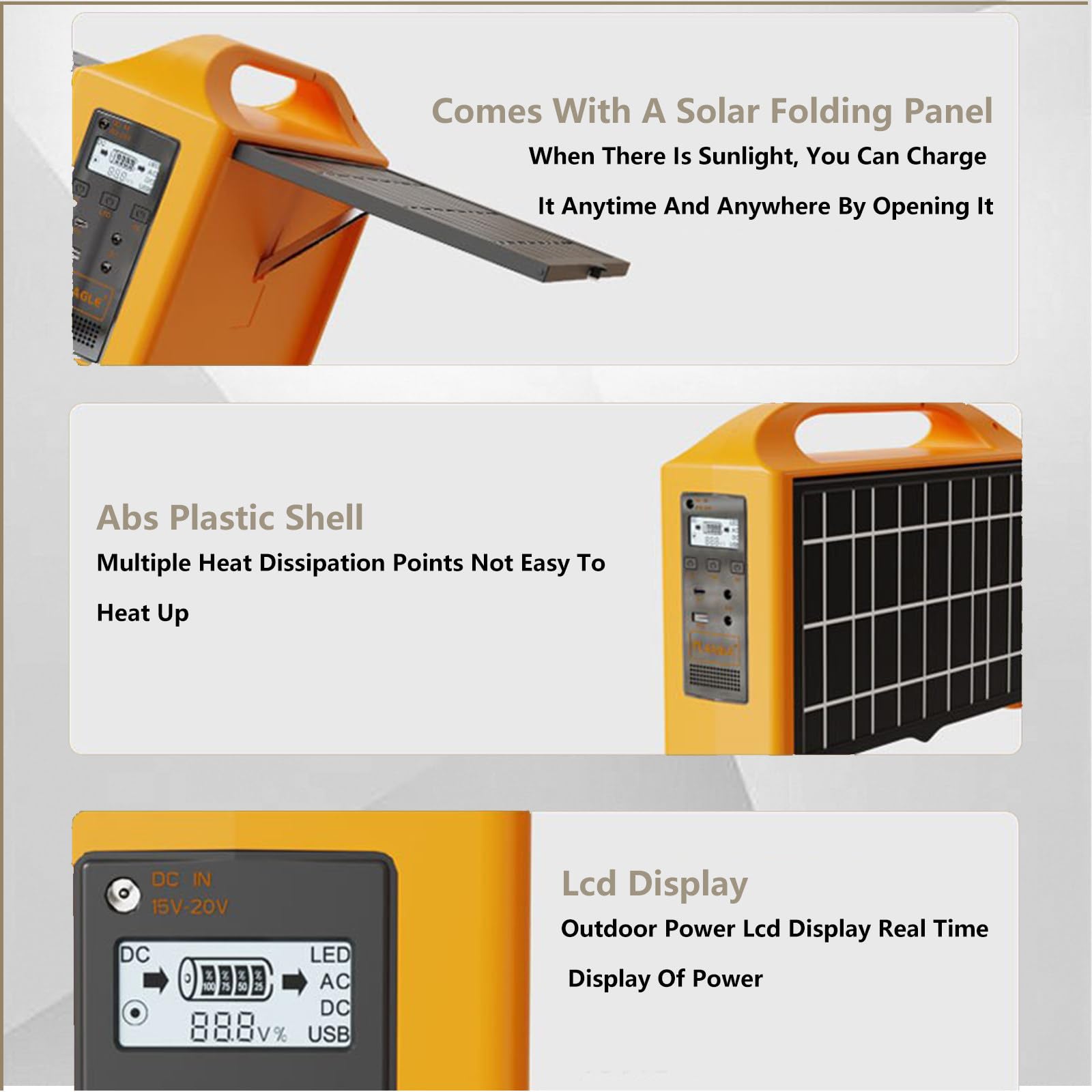 Estación De Energía Portátil De 100w Carga Solar, Batería Lifepo4 De Respaldo De 76.8wh, Con Salida USB Tipo C Ca/Cc. Carga Con Paneles Solares. Carga Rápida Para El Hogar Y Senderismo