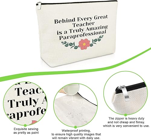 Miniatura 4 de Paraprofessional - Juego de bolsas de maquillaje de 3 piezas, regalos de agradecimiento para paraeducadores para profesores, asistentes, paquete de