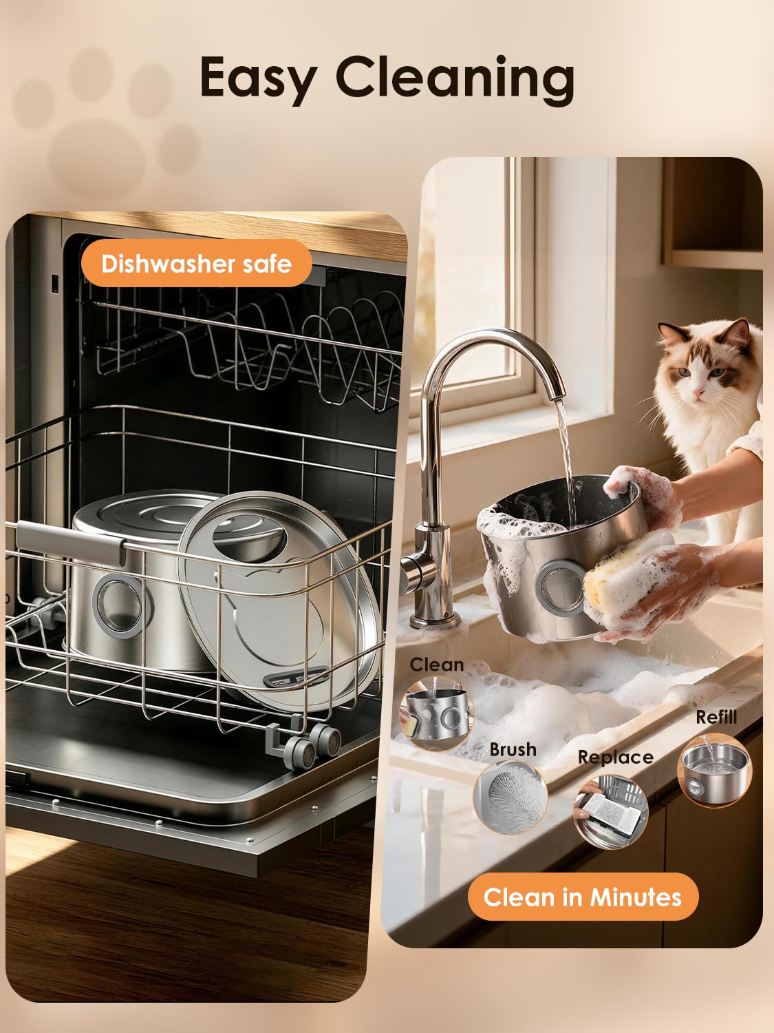 Fontanella Per Gatti Senza Fili, 3.2L Dispenser Acqua Gatti con Sensore