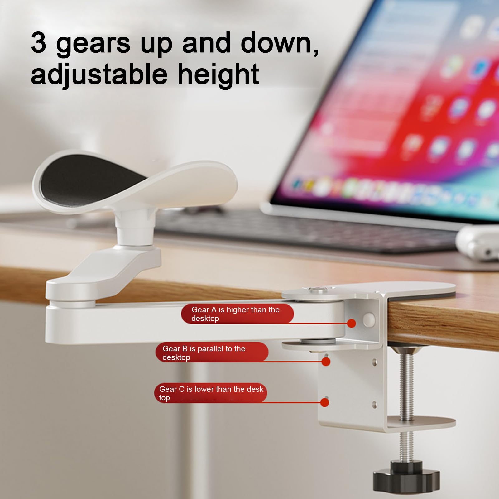 Accoudoir pour bureau – Coudière ergonomique, support de bras de bureau extensible, clavier rotatif à 360° et accoudoir d'ordinateur | Hauteur réglable pour la maison, la bibliothèque, les bureaux