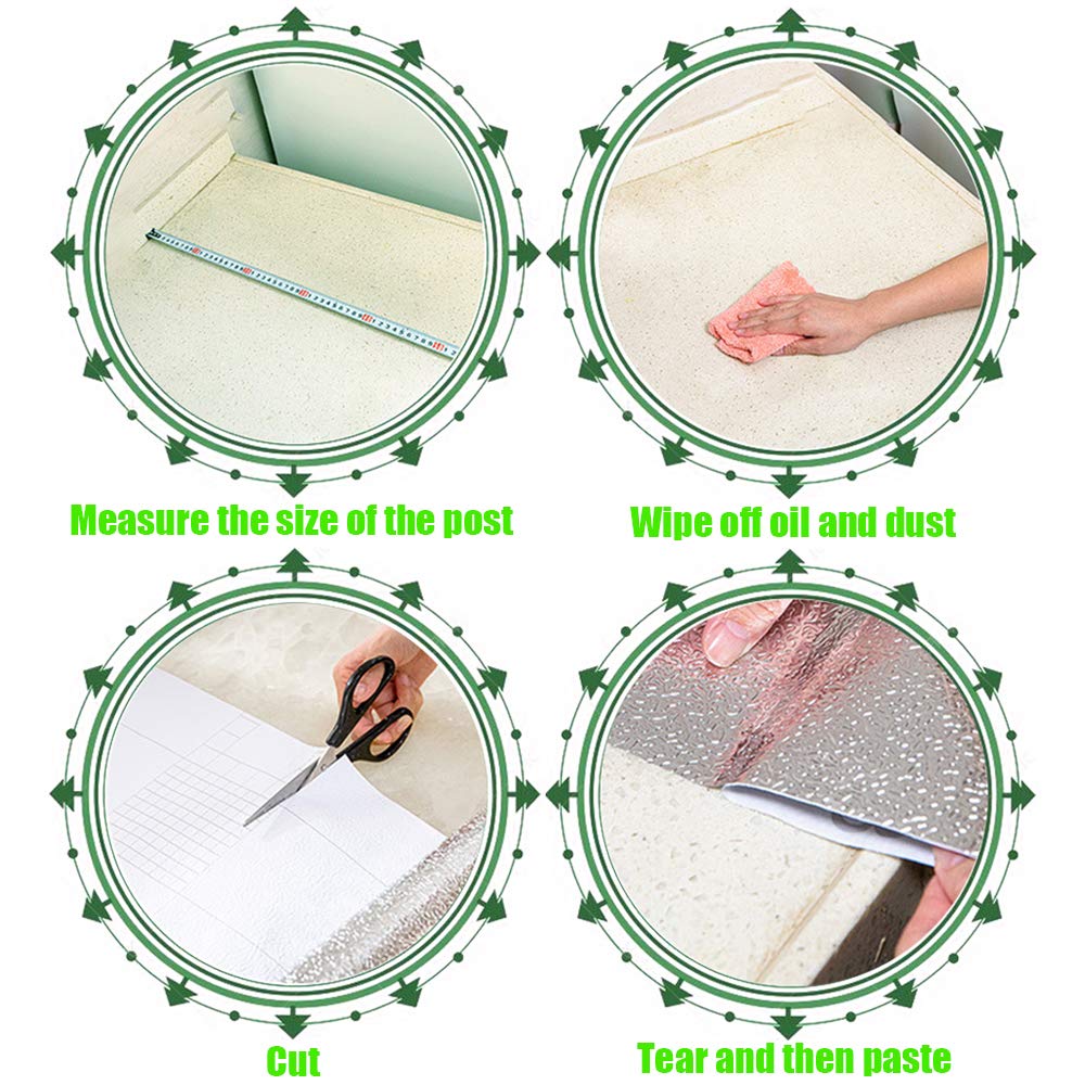 Carta Adesiva Per Pareti BESTONZON - Foglio Alluminio Impermeabile E Resistente Al Calore 40cm X 3m