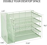 Vista 7 de AUPSEN Green Desk Accessories Organizer,5-Tier Letter Tray Paper Organizer with Adjustable File Holder, Desktop Office Desk Accessories for Office