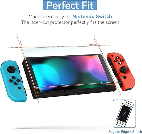 Miniatura 6 de ivoler Protector de pantalla de vidrio templado para Nintendo Switch, protector de pantalla de filtro de pantalla de luz azul con marco de