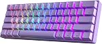 HK GAMING GK61 60% v3 | Hotswap Mécanique Gaming Clavier 61 Clés Multi Couleur RGB LED Backlit pour PC/Mac Gamer US Disposition (Lavande, rouge optique de Gateron)