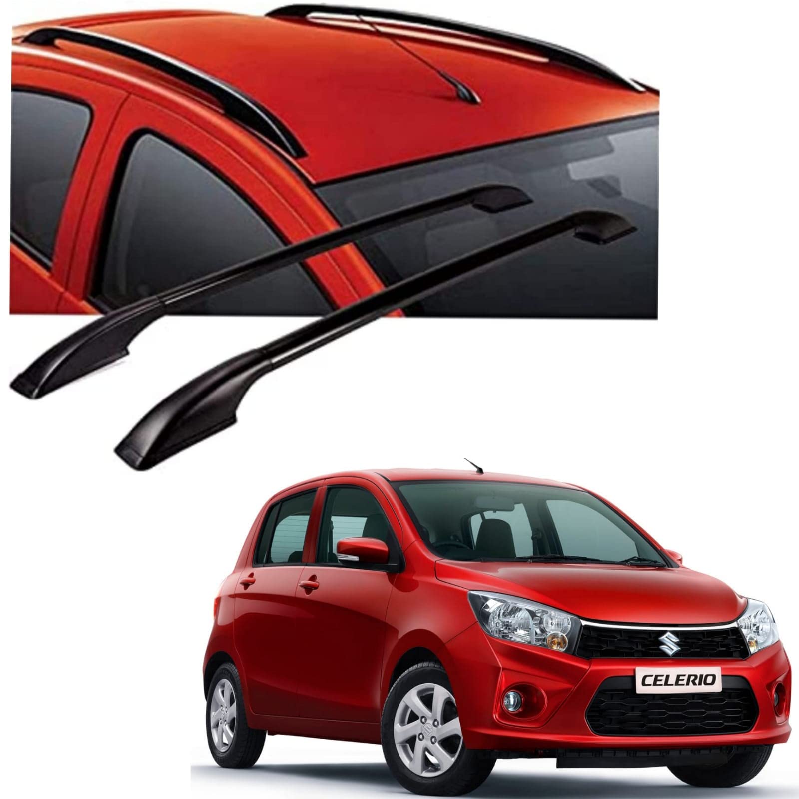 DS ENTERPRISE Drill Free Roof Rails for Maruti Suzuki Celerio Old Models - Black Color (Pack of 2)-picture-31