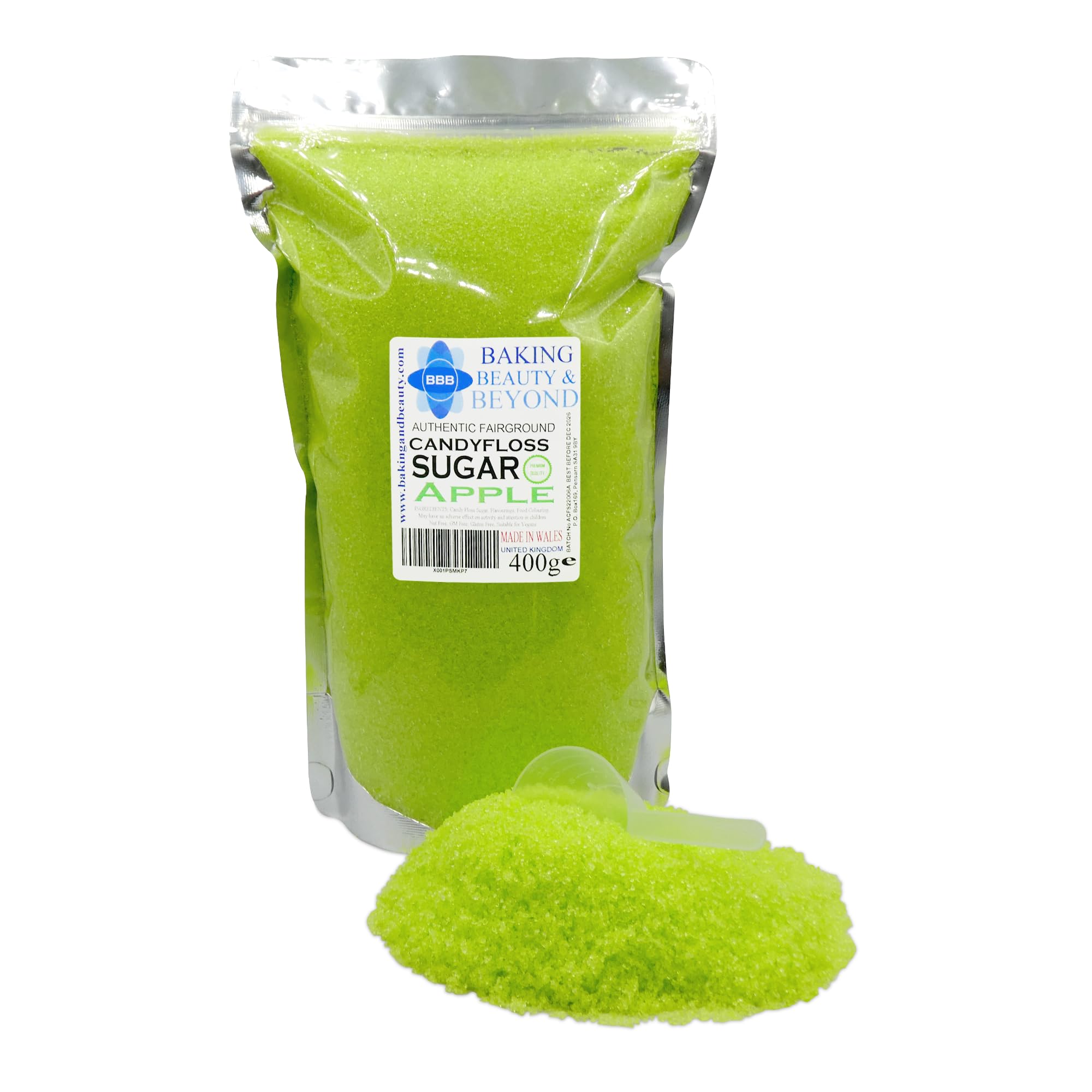 Baking Beauty and Beyond Premium Candy Floss Sugar 400g - Apple Flavour