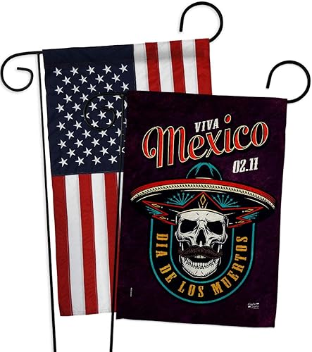 Dia De Los Muertos Bandera Americana para Exteriores Paquete de Cartel de Césped Jardín Exterior Póster de Pared para Puerta Tumba Tapiz Decoración