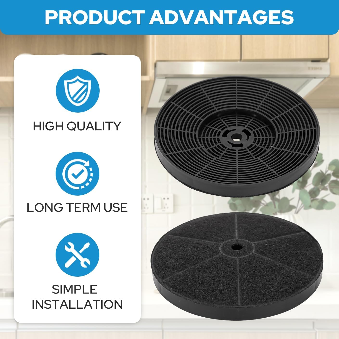 CFK4 Carbon Filters for Cosmo Range Hood 5MU30/5MU36, compatible with Under Cabinet Range Hood 5MU30 / 5MU36, Also Fit for SNDOAS Range Hood ‎US0475BPB / US0475NBK, 3 Pack