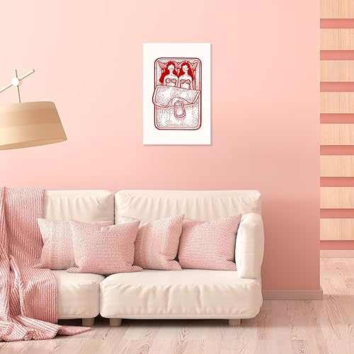 Miniatura 3 de Póster de sirena estético vintage de los años 90, divertido y creativo sirena roja acostada en la caja, lienzo de arte para pared, retro, abstracto,