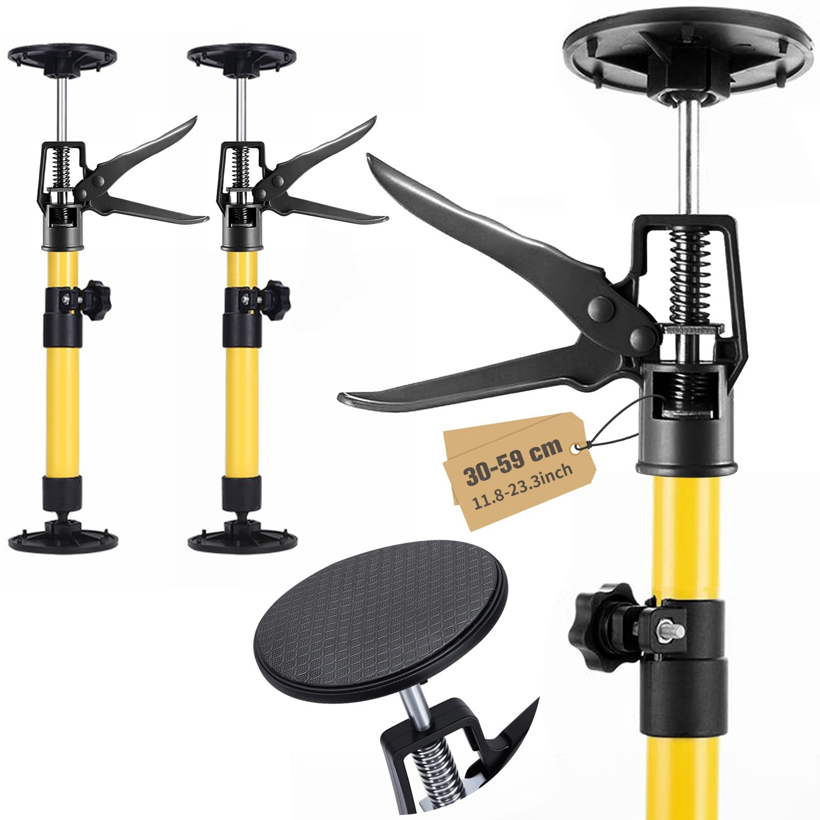 2er Pack Deckenstütze Montagestütze Einhandstütze – Teleskopstützen Stützstange, Verstellbare Länge und Neigungswinkel, Vielseitige Anwendungen, Einfache Handhabung (30-59 cm (S))