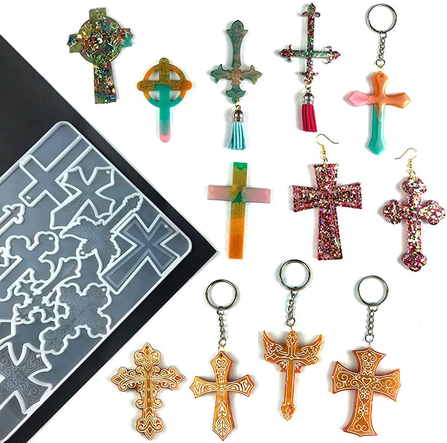 Selecto Bake Cross Pendants Epoxy Resin Mold Keychain Pendant Silicone Mould DIY Crafts Jewellery Necklace Casting Tools DIY Craft Making Necklace Keychain Jewelry Pendant - Image 4
