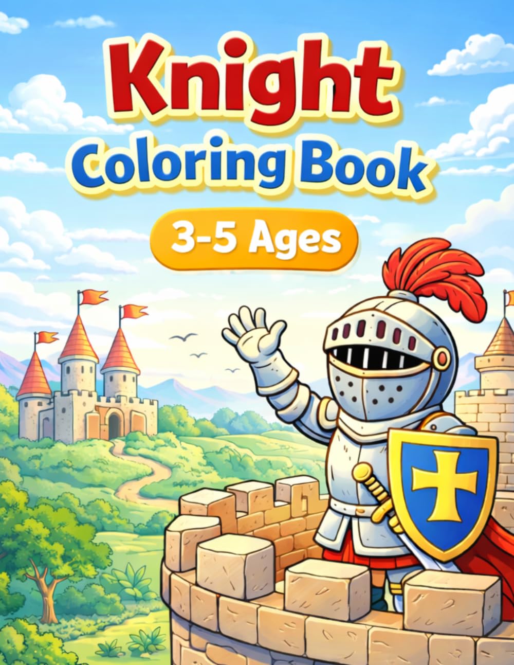 Knight Coloring Book for Kids Ages 3-5: Fun and Easy Coloring Pages with Knights, Castles and Dragons – 35 Simple Designs for Little Kids