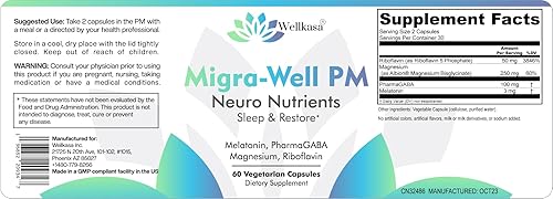 Miniatura 8 de Migra-Well PM ayuda nutritiva para el sueño de apoyo cerebral y nervioso (60 cápsulas) (60 cápsulas)