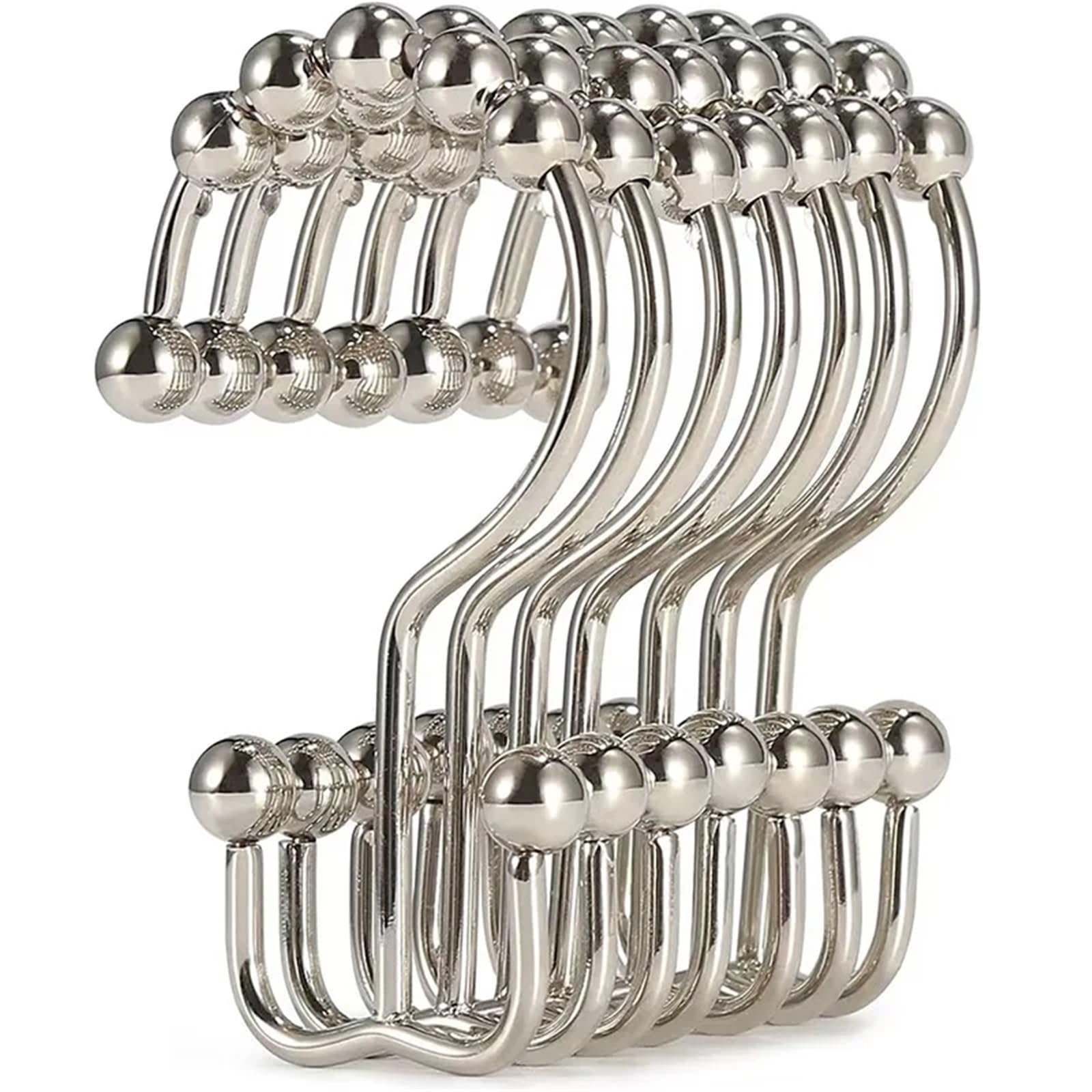 12pcs Shower Curtain Hooks Nickel Rings For Bathroom Rod(B Nickel)