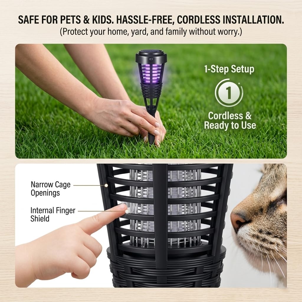 NO.4460427 - Matamosquitos solar para exteriores, impermeable, para mosquitos pequeños insectos voladores, 4 paquetes de 4 repelentes de mosquitos al aire libre, patio, jardín