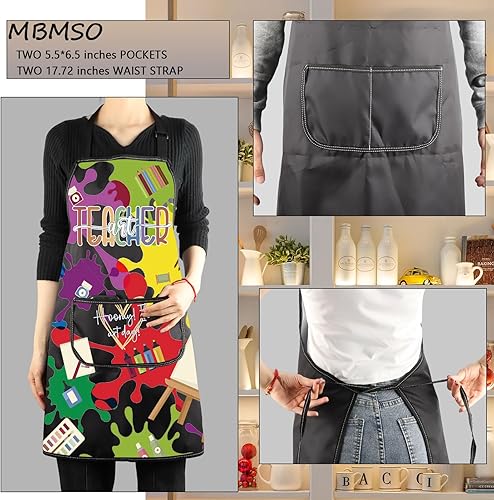 Miniatura 3 de MBMSO Delantal para profesores de arte, delantal de artista con bolsillos, regalos para profesores de arte, para amantes de los artistas, delantal