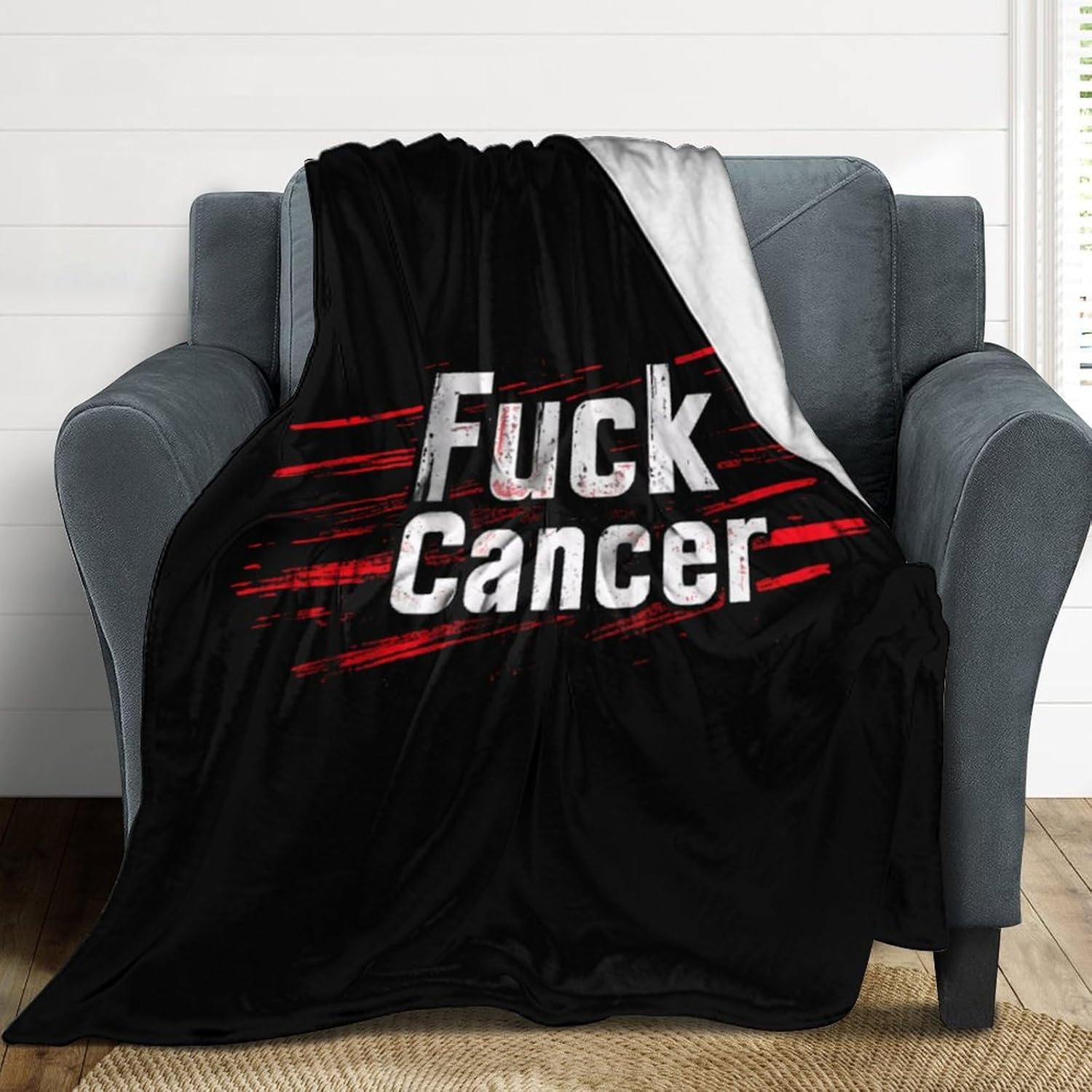 Fuk C-ancer Flannel Blanket Throw Large Bed Blankets Lightweight Carpet for Sofa Couch Bed 30"*40"（76 * 100cm）