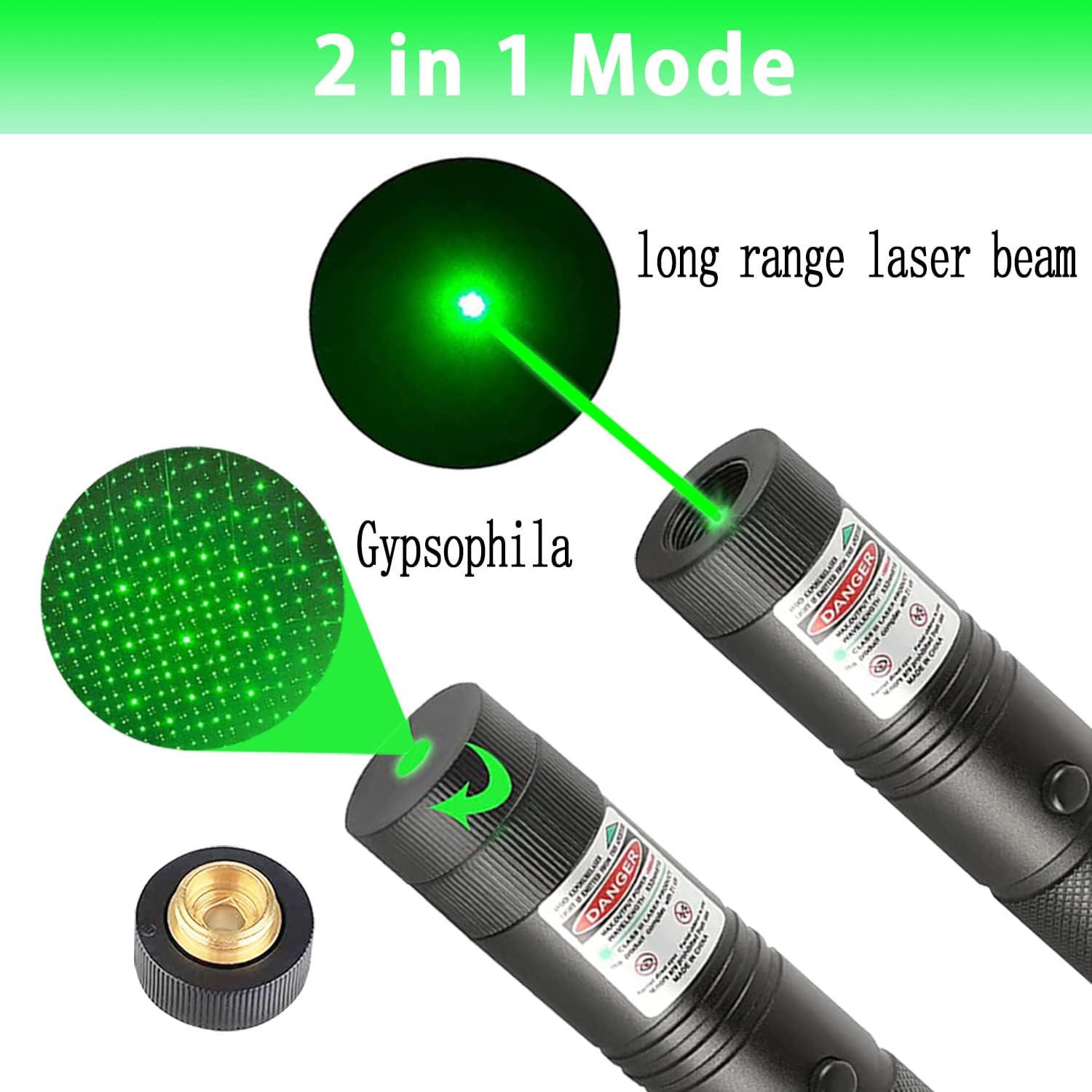 NHOEBICK Green Laser Pointer High Power, Power Long Range Strong Light Rechargeable Pen for Teaching Hunting Outdoor Lazer … (9343)