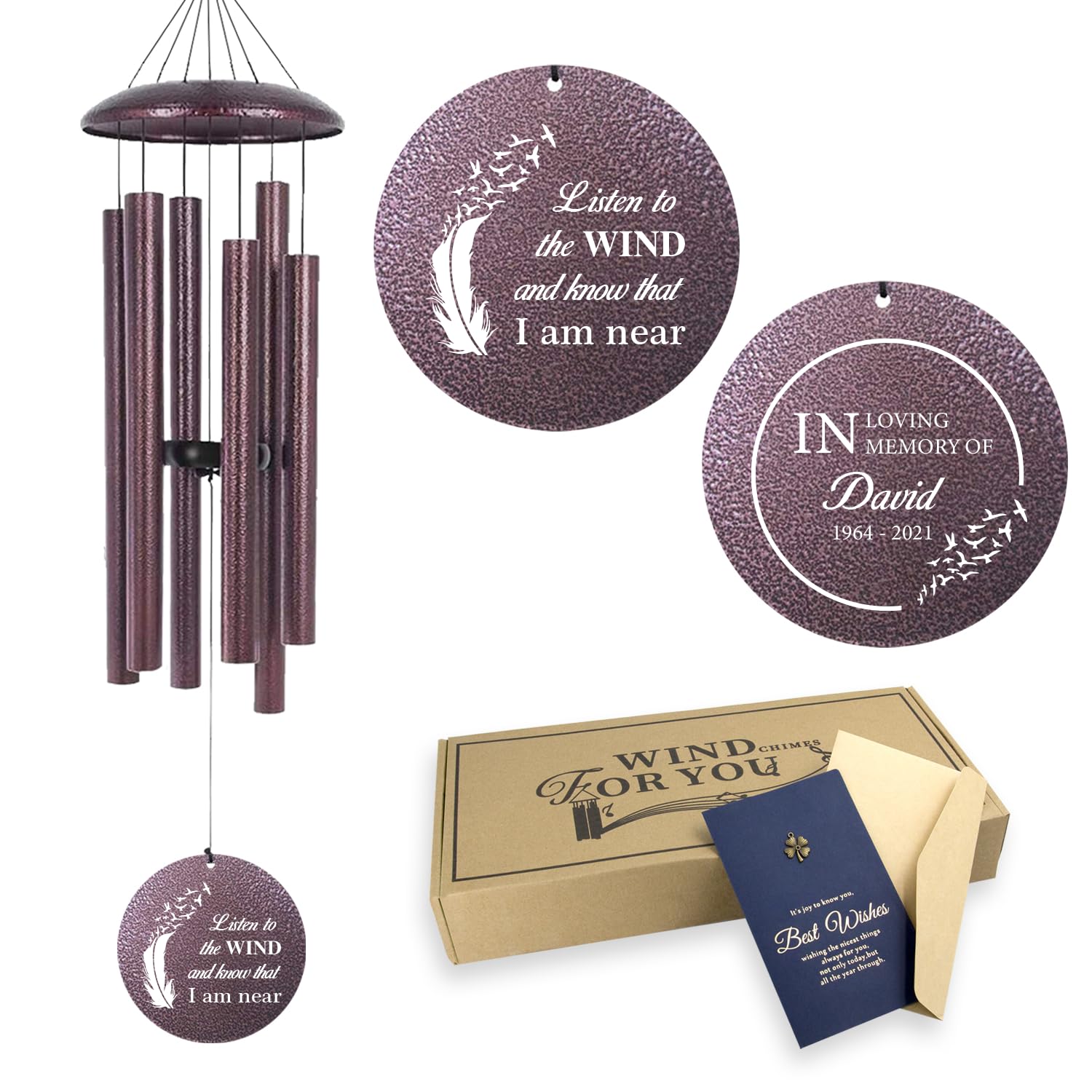 30/36/45 inch Outdoor Memorial Wind Chimes for Loss of Mother Father