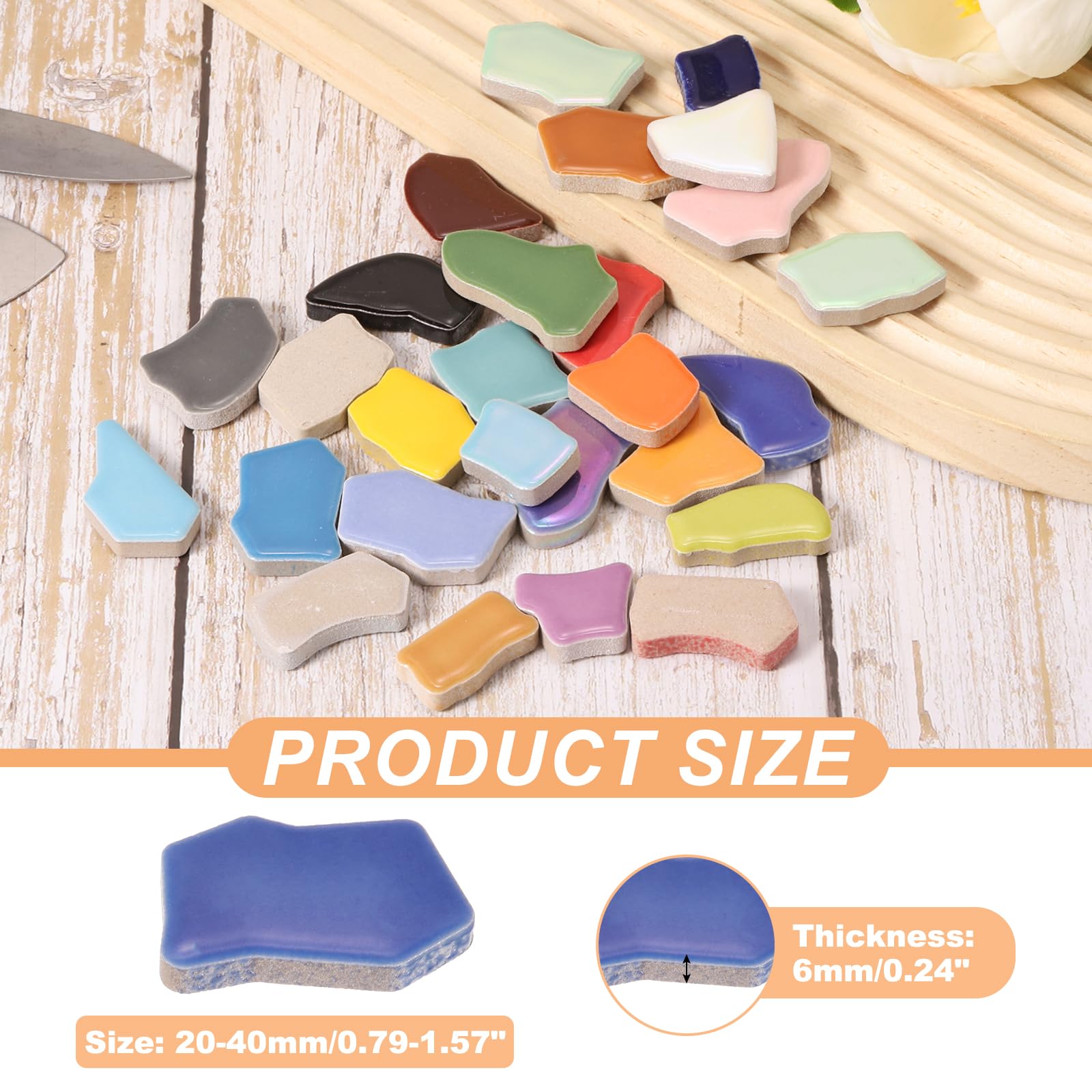 PATIKIL 250g/0.55LB Irregular Ceramics Mosaic Tiles - Image 2