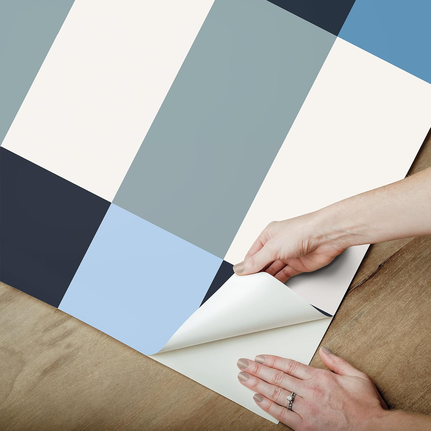 RoomMates Emily Rayna Blue Framework Peel and Stick Wallpaper, RMK12734PLW
