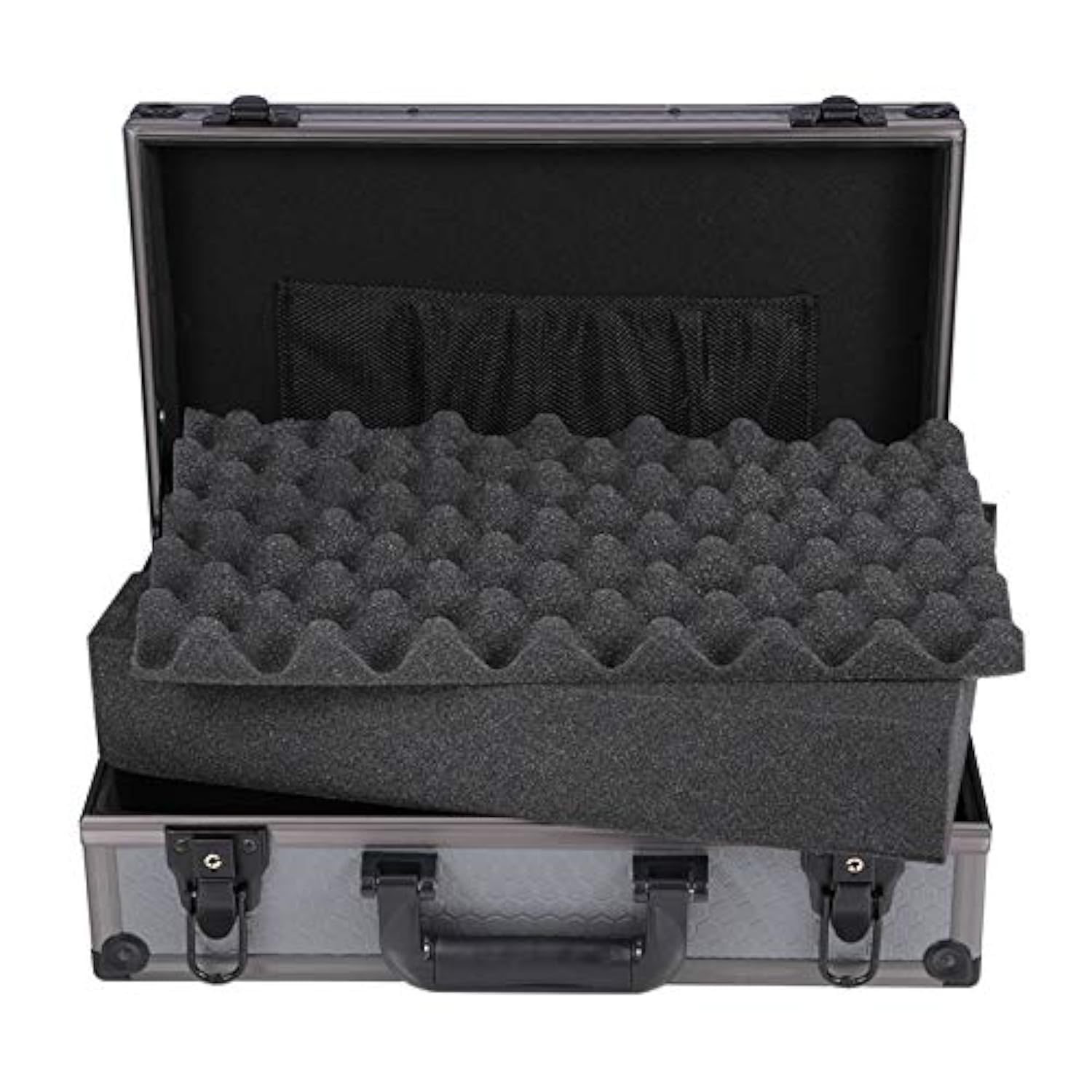 GLETSF Portable Hard Flight Case, Aluminium Transport Case Black Briefcase Tool Box Lockable Storage Bins Equiment Case-Spong-40x23x12cm