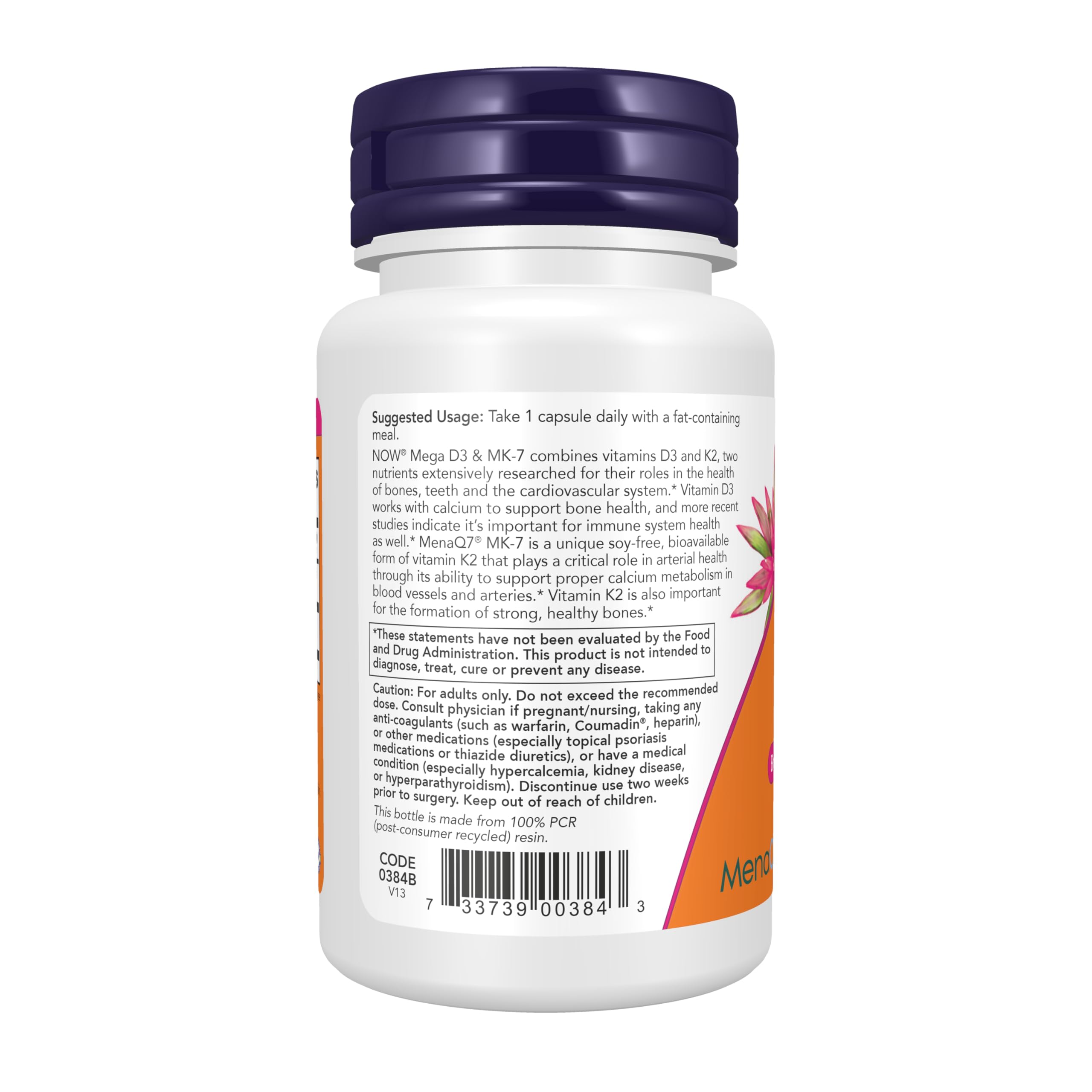 NOW Supplements, Mega D-3 & MK-7 with Vitamins D-3 & K-2, 60 Veg Caps — Amazon image 3