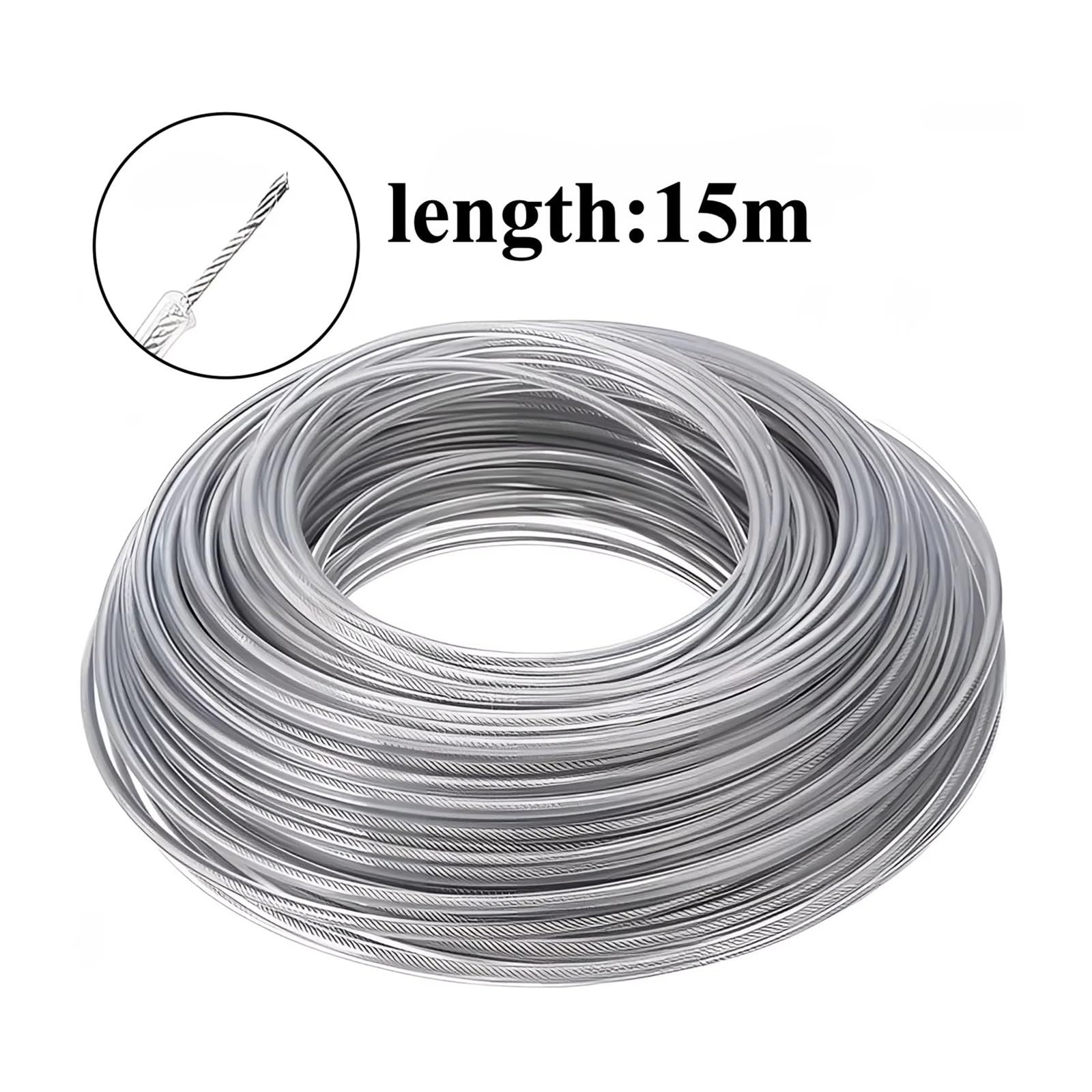 Filo Taglio, Filo Nylon a Spirale per Macchina diserbo 15m | Per brushcutter, diametri disponibili 2.7mm, 3mm, 4mm(C 15m,2.4mm)