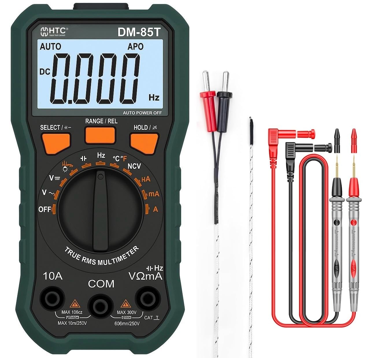 HTC DM-85T Digital TRMS Frequency and Temperature 6000 Counts with (1 Year Warranty) Digital Multimeter (Black, Yellow 6000 Counts)-picture-19