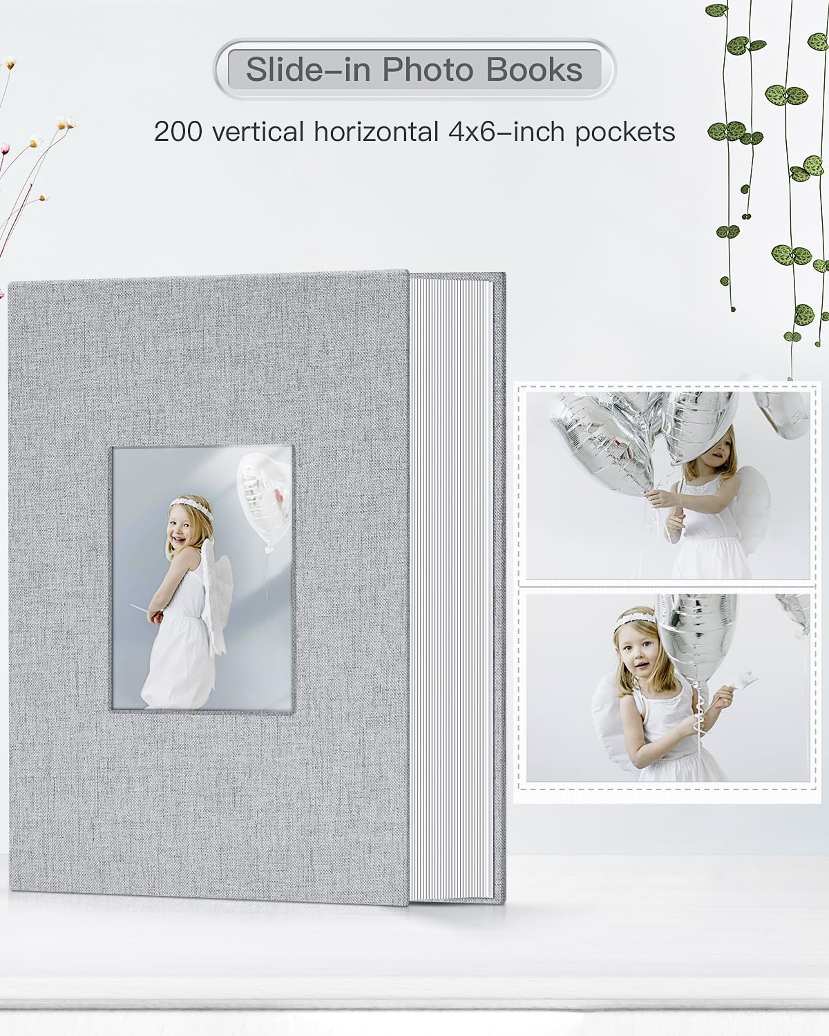 Popotop Photo Album 4x6 200 Pockets,Linen Hardcover Picture Albums for  Family Wedding Anniversary Baby Vacation Pictures