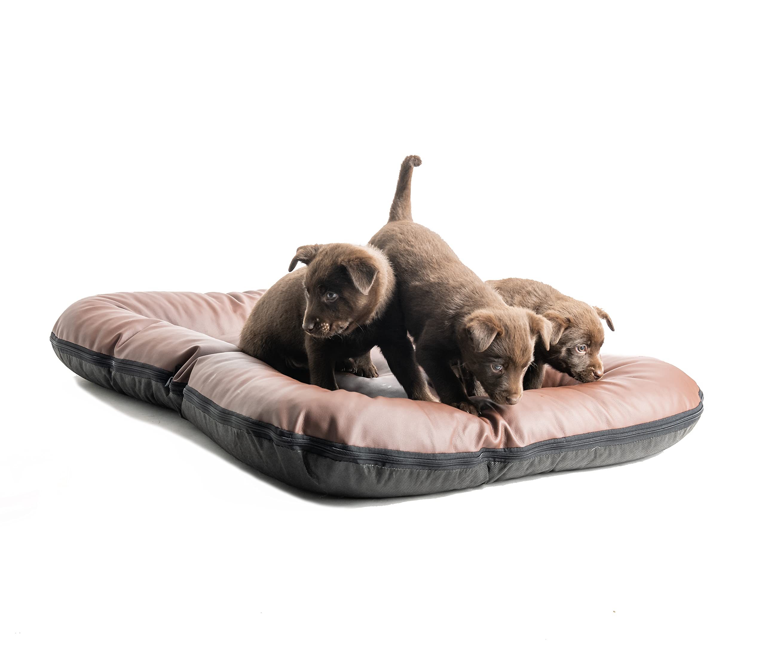 4L Textil ELLA Cuccia per Cani in Ecopelle Grande XL - Cuscino, Lettino, Materasso (M - 90x70 cm, Marrone)