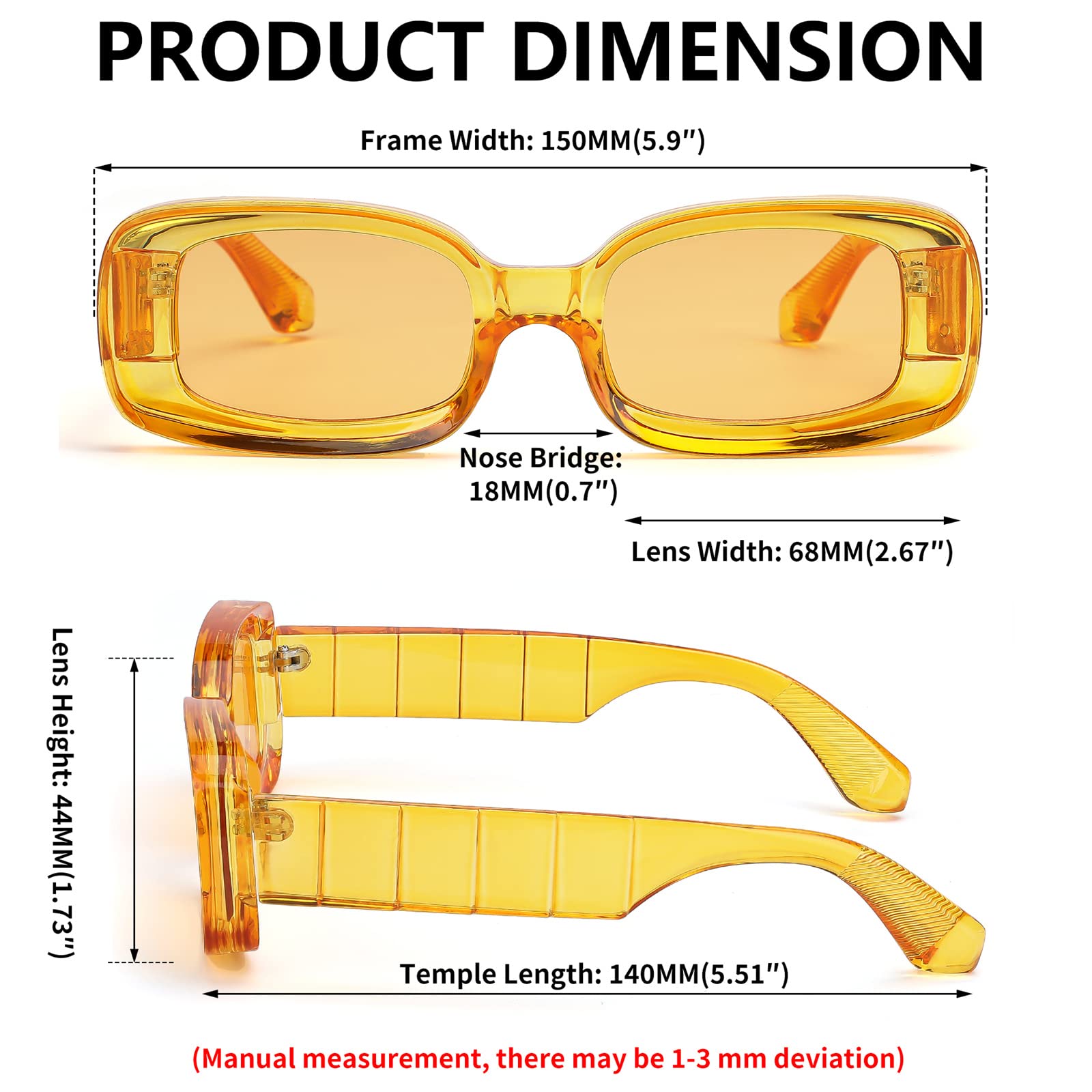 FEISEDY Retro Thick Rectangle Sunglasses Retro 90s Small Chunky Square Women Men B2307