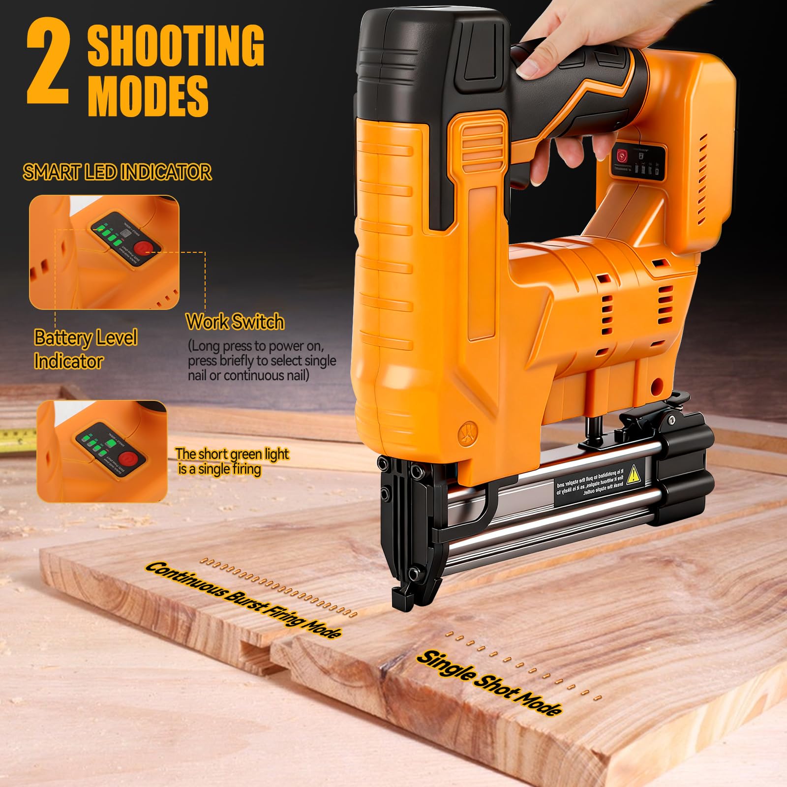 Chiodatrice senza fili da 18 GA per Dewalt 18 V batteria (senza batteria), 2 in 1 senza spazzole, pistola per unghie, pinzatrice, chiodatrice con 1000 chiodi e 1000 punti metallici, per progetti fai