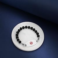 Vista 3 de Pulseras personalizadas de alerta médica para mujer, grabado gratis, pulsera de identificación médica de acero inoxidable para mujer