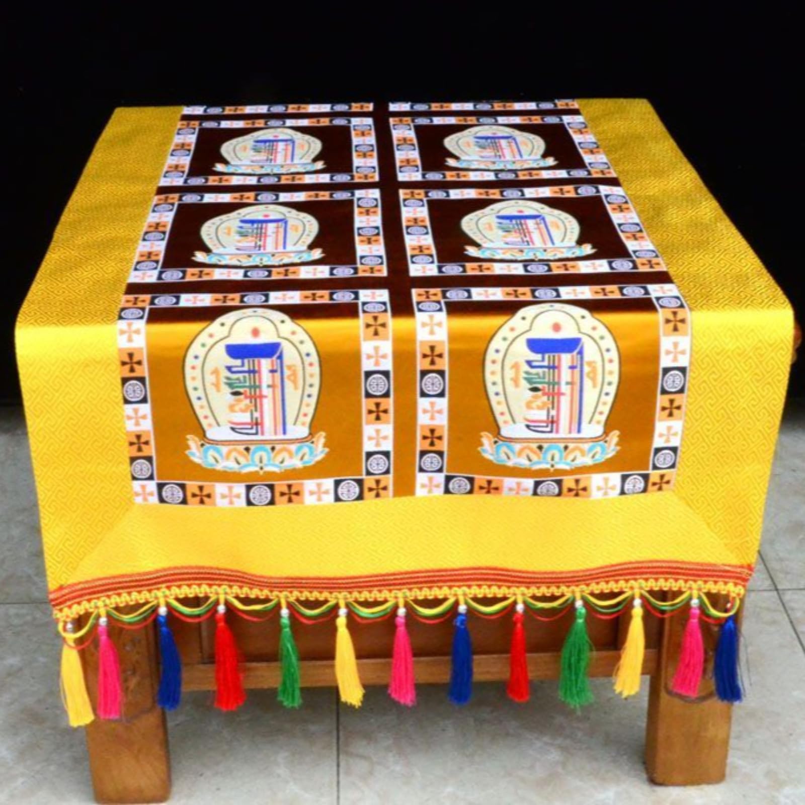 Nappe de style tibétain table salle à manger décoration ethnique 115cm