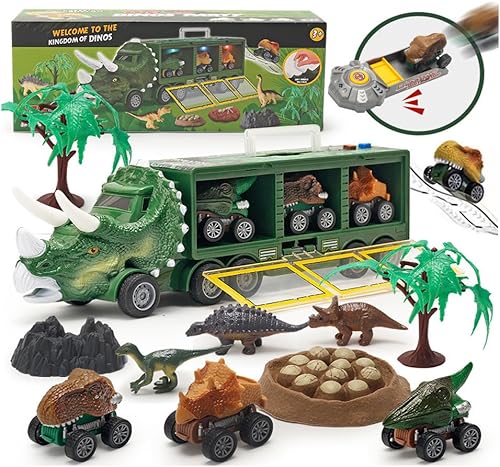 Juguetes de dinosaurio, tren de dinosaurio, auto de control remoto de dinosaurio, juguete de dinosaurio de control remoto con luz, sonido, 2.4 GHz