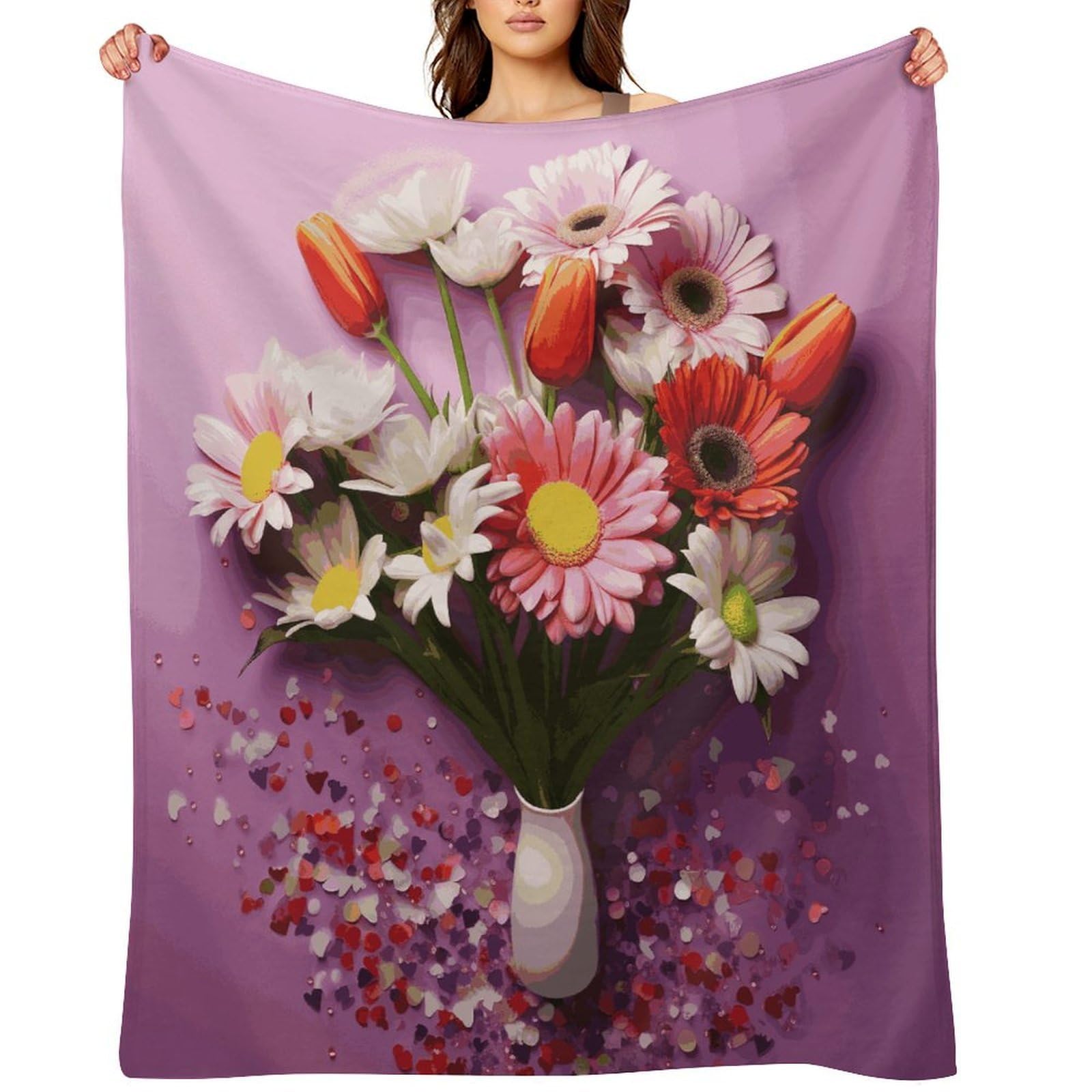 Fekiloot Style Fresh Flowers Throw Blankets Camping Blanket50 X60