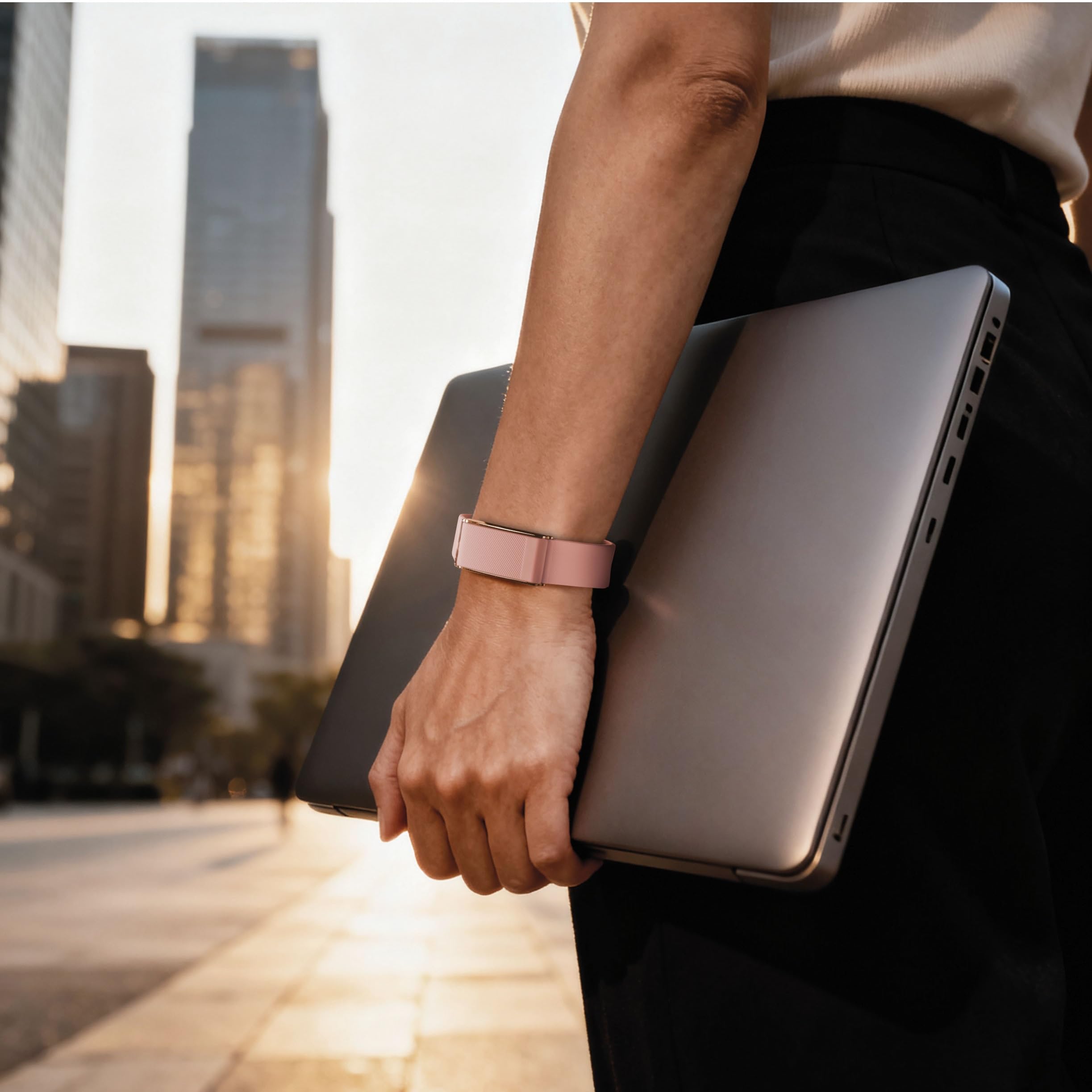 DCU TECNOLOGIC Move FitBand Smart Activity Tracker senza schermo, nero, 120 modalità sportive, monitoraggio 24/7, batteria 30 giorni, IP68 (oro rosa)
