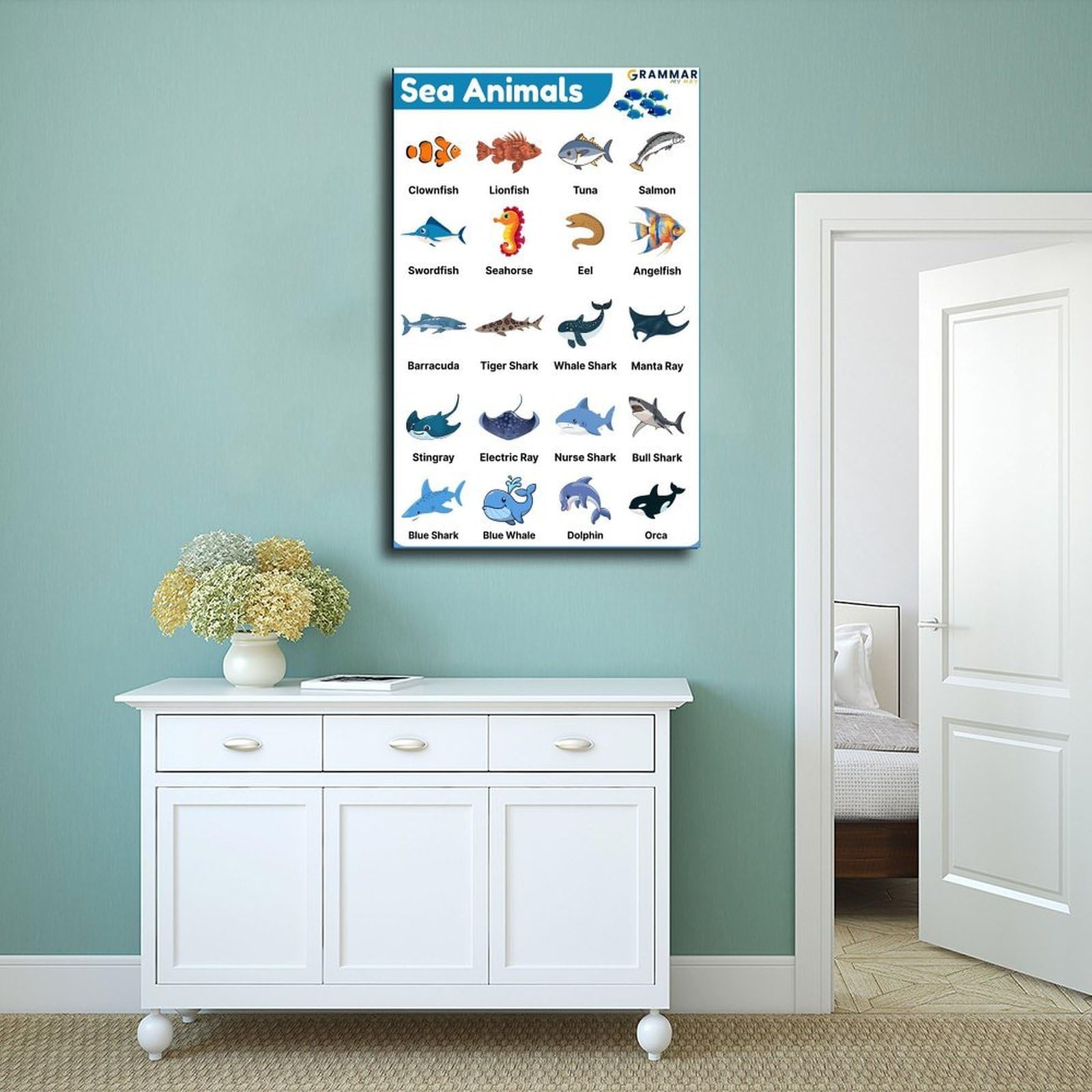 Lienzo decorativo para pared, diseño de Enciclopedia de animales marinos, 20 x 30 pulgadas (50 x 75 cm)