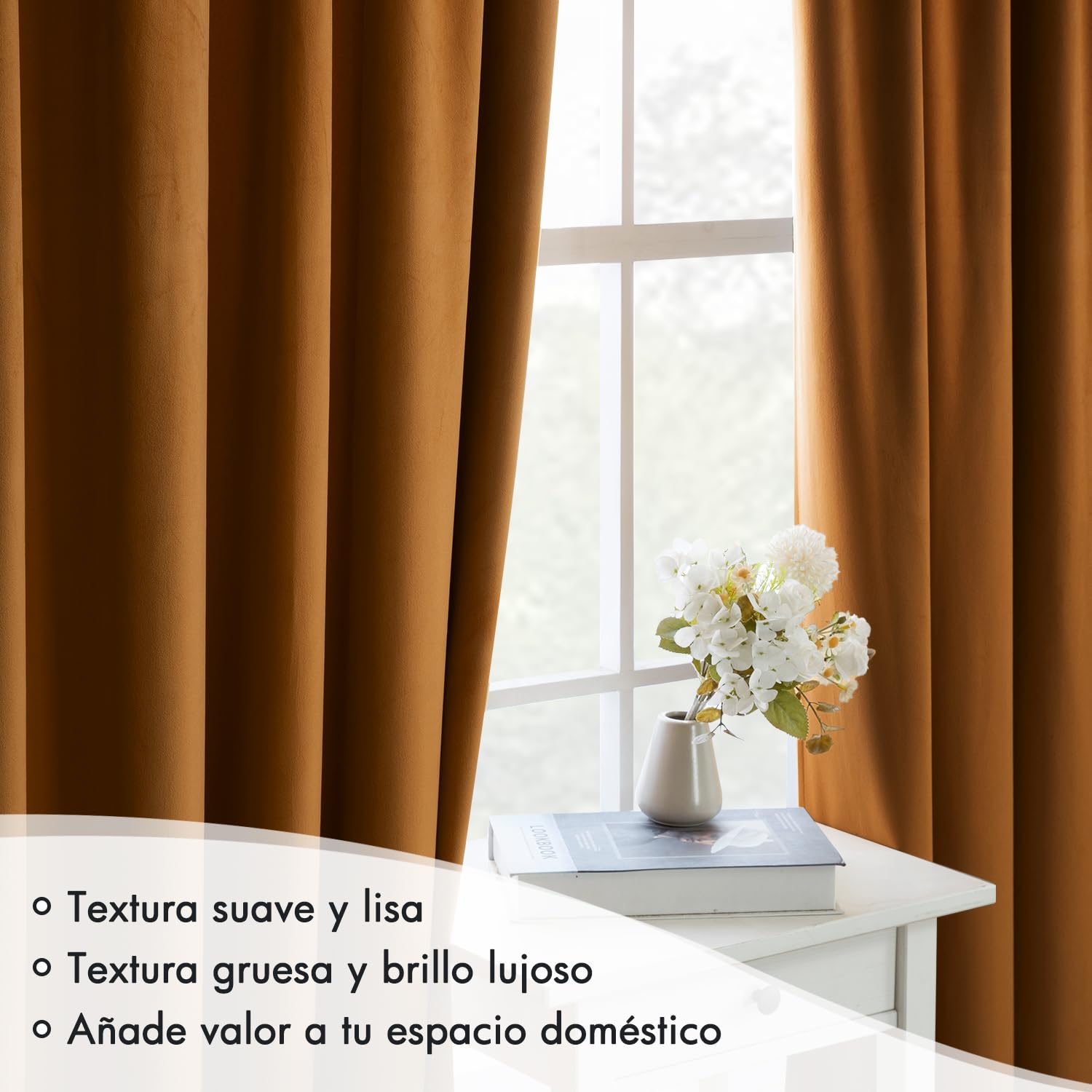 MIULEE Cortinas Terciopelo con Cinta Fruncida 2 Piezas 140x245 CM, Semiopacas para Dormitorio y Salón, Marrón, Aislante Térmico