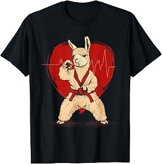 Kickboxing Kung Fu Heartbeat Taekwondo Llama Llama Lover T-Shirt