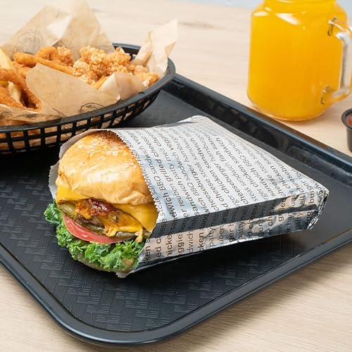 Miniatura 10 de Restaurantware Bag Tek - Envolturas de hamburguesas de 5.9 x 1.2 x 6.5 pulgadas, 100 envolturas de sándwich a prueba de grasa, aptas para