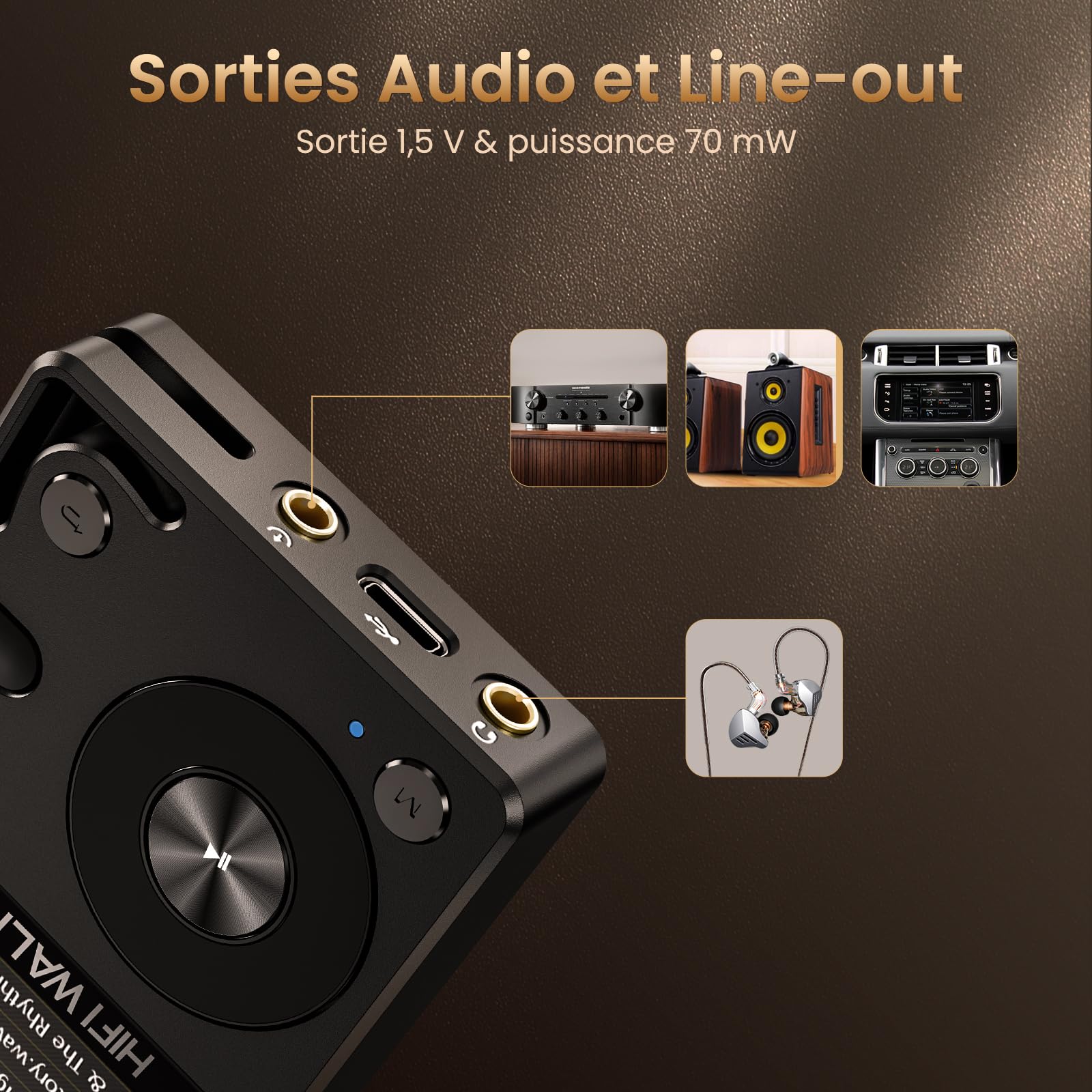 HIFI WALKER H2 128GO Lecteur MP3 Audiophile, Hi-Res FLAC/DSD, DAC, Bluetooth 5.2, Extensible Jusqu’à 512 Go, Boîtier Zinc Solide, Régulateur Alps