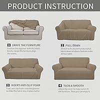 Vista 252 de Easy-Going - Funda elástica para sofá, 1 pieza, protector de muebles, suave, con parte inferior elástica, para niños, tela de jacquard de poliéster