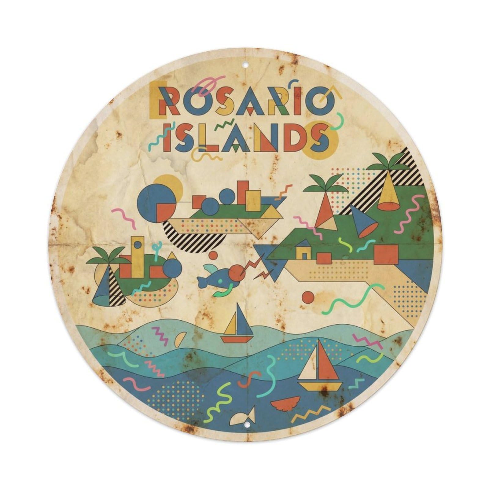 Rosario Islands Beaches Seaside Scenery Colorblock Metal Tin Sign