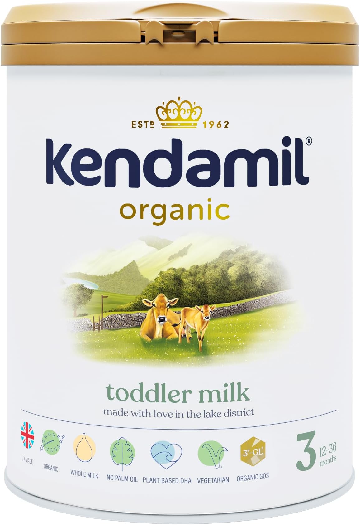 Kendamil Organic Toddler Milk Powder | 12-36 Months Stage 3 (800g) | British Made, Organic Whole Milk Formula Baby Powder – with HMOs, No Palm Oil, No Fish Oil, No SOYA, No GMOs