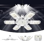 SANSI 300W LED Garage Ceiling Light Deformable, 3300LM 5000K Daylight White Bright LED Shop Lights with 3 Adjustable Panels, ETL Certified, Screw in E26 Bulb Socket for Workshop Storage Room Basement